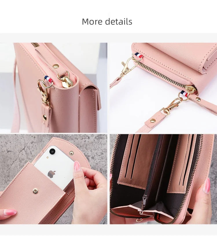 2025 New Style Long Neck Women's Handbag Large Capacity Crossbody Wallet Mobile Phone Purse Zipper Solid Color Stylish Bag
