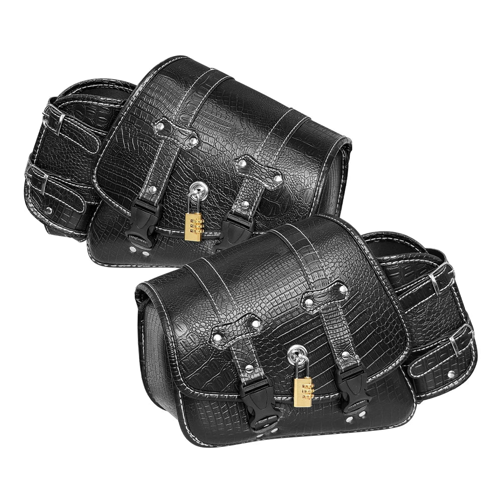 Sacs de selle de moto rétro pochette mallette de rangement valise de réservoir de bagages latéraux sacs en cuir PU/PVC