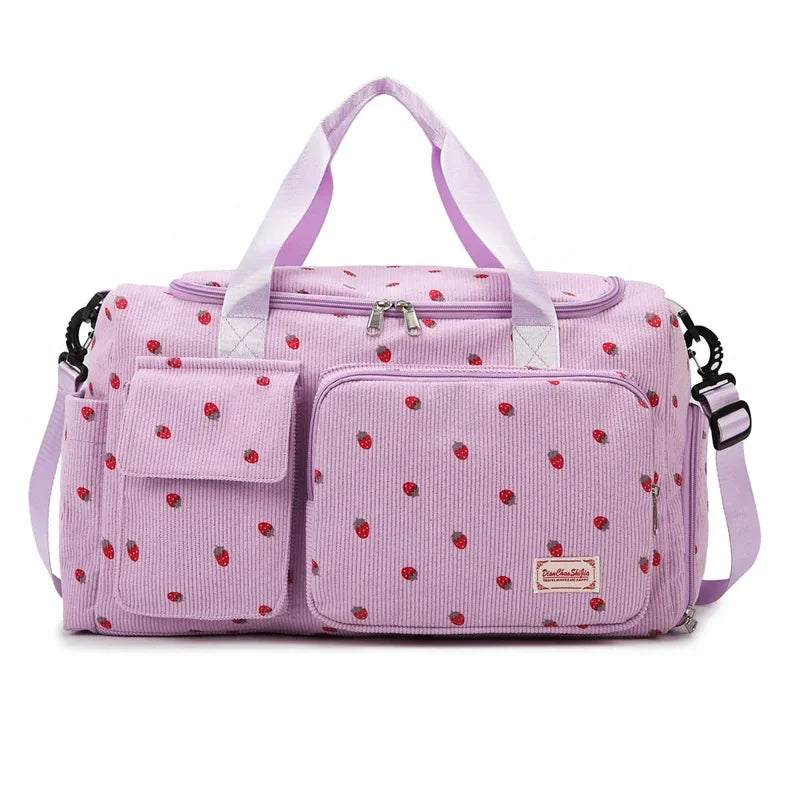 Corduroy Travel Tote Bag Large Capacity Carry On Travel Bag With Shoe Compartment Sports Fitness Bags For Women Duffle Bags
