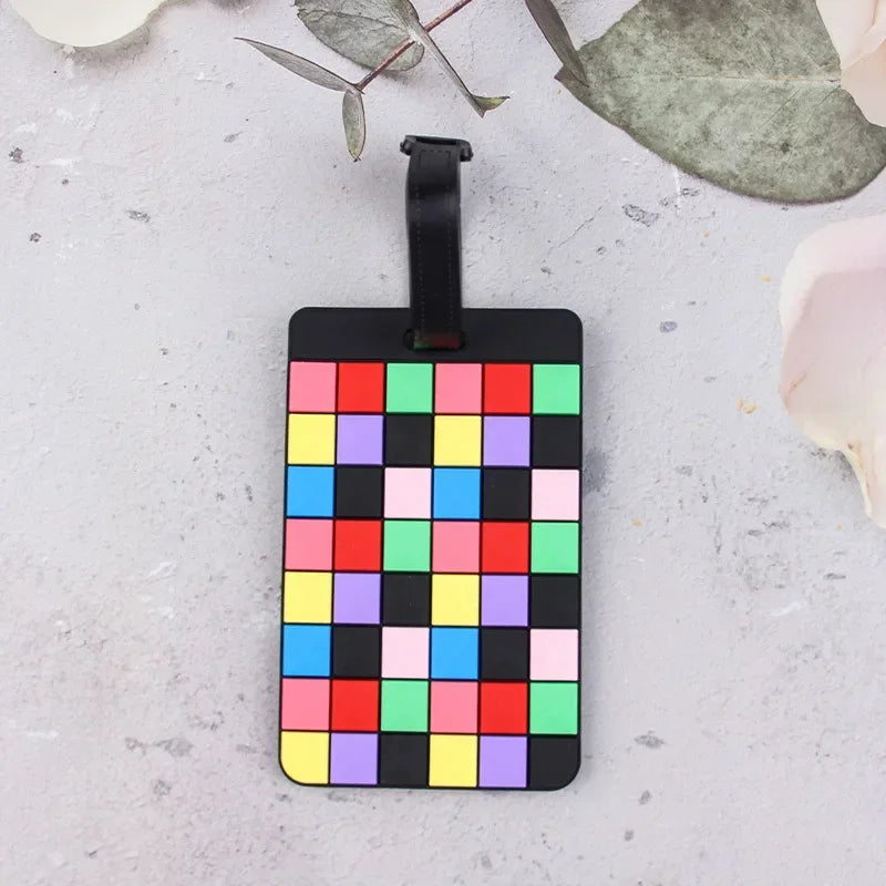 New Geometric PVC Luggage Tag Boarding Pass Luggage Tags Suitcase Address Label Travel Accessories