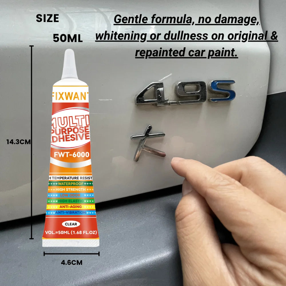 Car Logo Sticking Glue, Waterproof Heat Resistant Adhesive, Fit for Chrome Metal, ABS, Acrylic Car Badge & Interior Parts