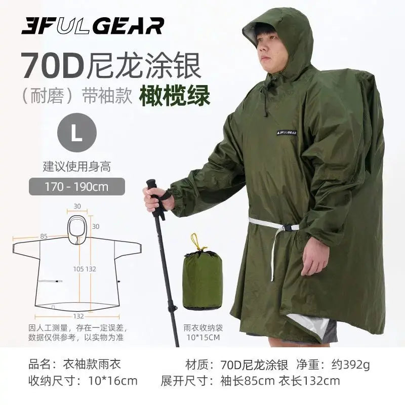 3F UL GEAR Ultralight Women's Men's Rain Coat Jacket Outdoor Camping Hiking Trekking 15D Nylon Waterproof Raincoat Lightweight
