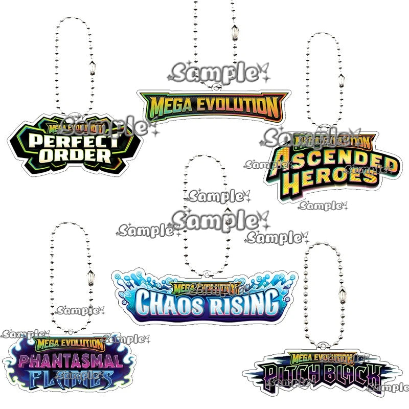 NEW Pocket Monsters Mega Evolution Pitch Black Series Acrylic Keychain Ptcg Double-sided Game Collection Logo Keyring Pendant