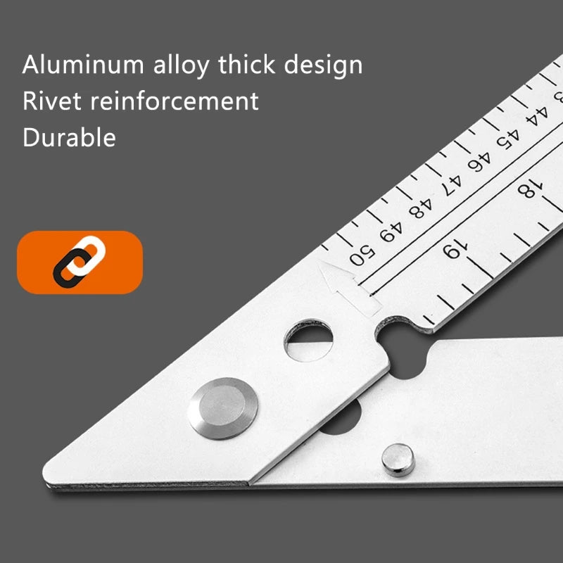 45 Degree Foldable Aluminum Alloy Angle Ruler, Carpenter Square for TRIANGLE Ruler Angle Measurement Tool Professional