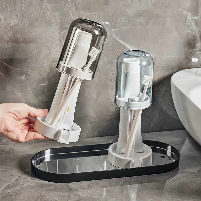 A Bathroom Dustproof Toothbrush Cup Holder, Waterproof Toothbrush Holder, Toothbrush Toothpaste Sorting Rack