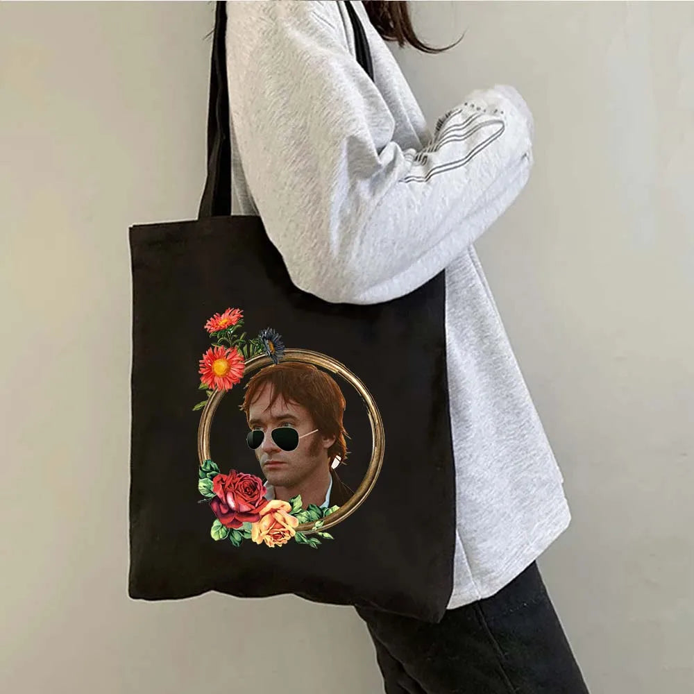 More Pride Less Prejudice Jane Austen Pride Prejudice Elizabeth Darcy Book Bennet Cartoon Shopper Canvas Tote Bag Cotton Handbag
