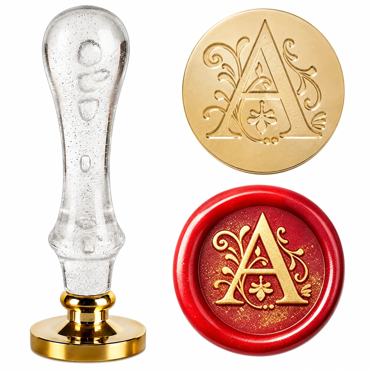 26 Letter Wax Seal Stamp,25mm Brass Head with White Bubble Handle Wax Stamp for Wedding Invitations,Birthday Cards,Envelopes