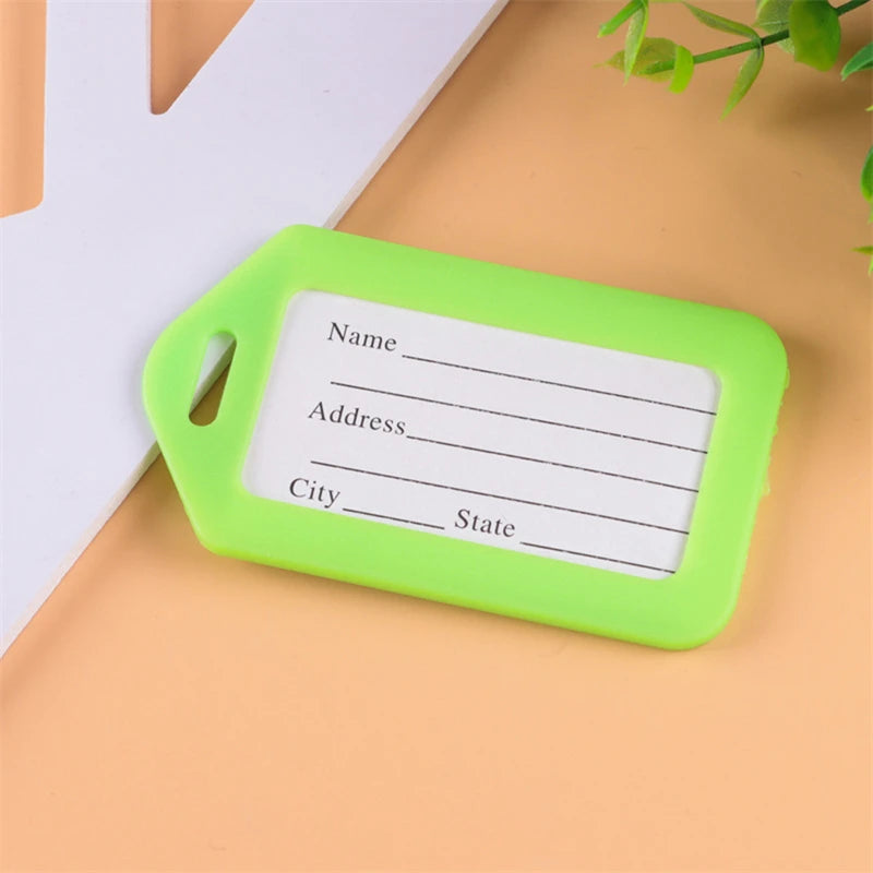 20pcs Luggage Tags Suitcase Label Bag Travel Accessories Luggage Bag Tag Name Address ID Label Plastic Suitcase Baggage Tags