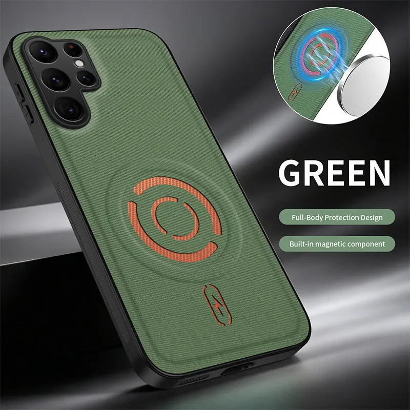 For Magsafe Magnetic Solid Color Soft TPU Frame + PC PU Leather Phone Case For Samsung S26 S24 S25 Ultra Plus FE A57 A56 A55 A54