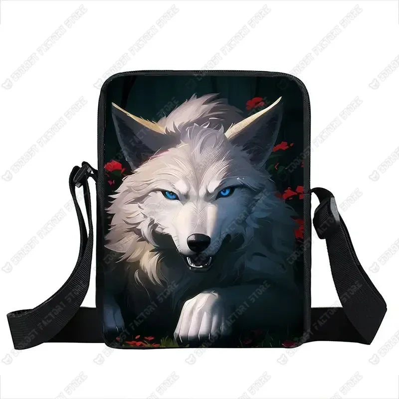 Howling Wolf Pattern Crossbody Bags Wolf Under The Moonlight Women Handbag Shoulder Bags Messenger Bag Key Phone Holder Book Bag