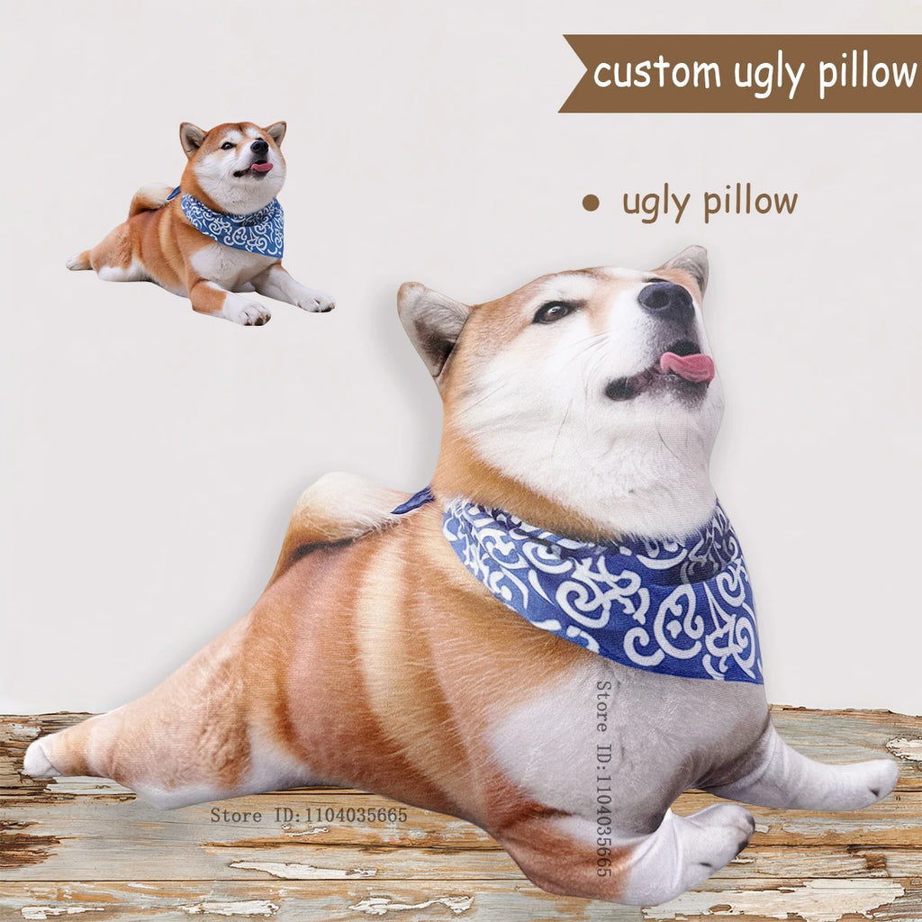 IHX Custom 3D Pet Cat Weird Pillow,Funny Custom Dog Animal Shape Ugly Pillows,Personalized 3D Human Head Photo Portrait Pillow