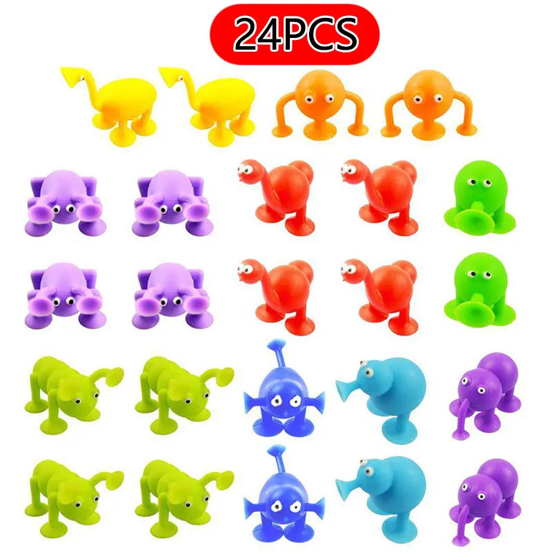 Montessori Animal Silicone Soft Building Blocks Children Toys DIY Suction Cup Assembly Construct Sensory Play Educational Toys