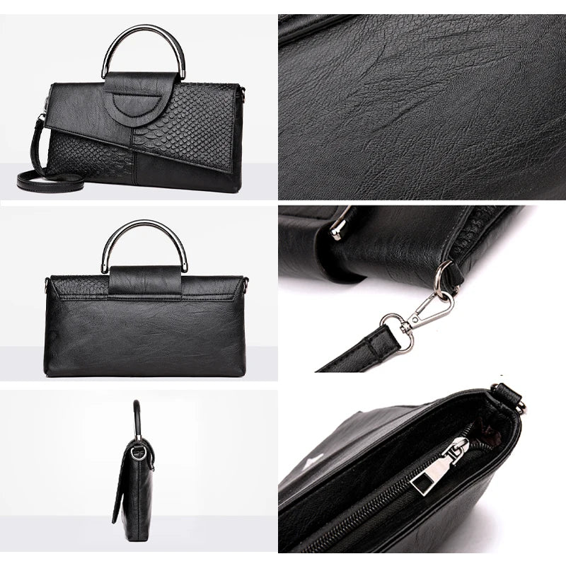 Vintage Crocodile Print Women's Handbag Stylish Shoulder Bag with Detachable Straps Lightweight Everyday Accessory