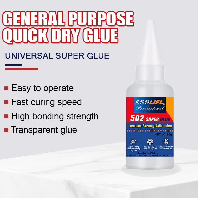 L00LIFL502 Super Glue Instant Adhesive, Transparent Glue for Repairing Sole, Ceramic Plastic, Metal Pottery, Leather, Rubber