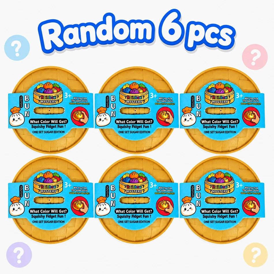 2026 Random 1-6pcs Blind Box Colorful Simulated Steamed Bun Squishy with Box Dumplings Sensory Squeeze Toy for Stress Relief