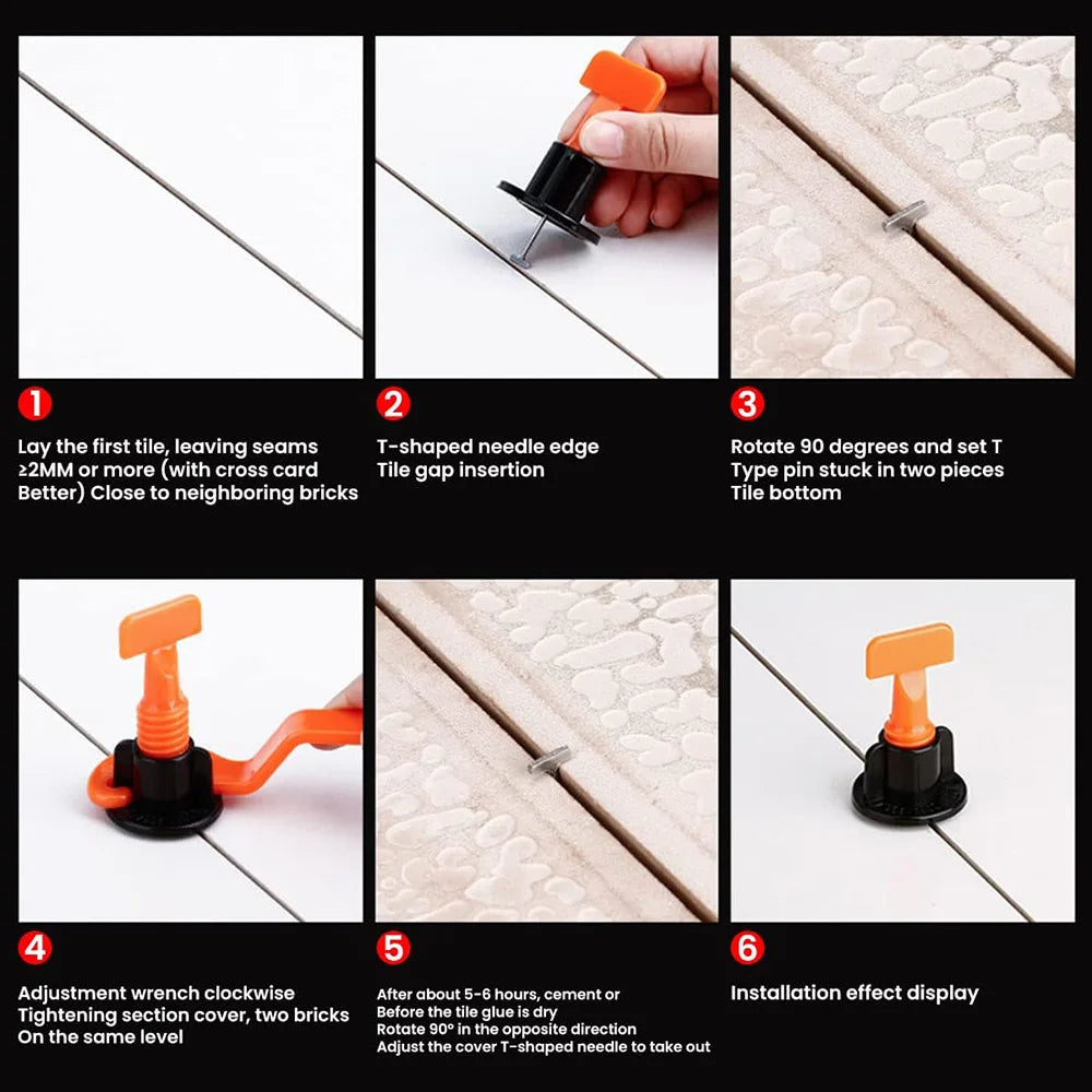 50pcs Tile Levelling System Kit Reusable Tile Equaliser Spacer, Construction of Walls,Floors,Wedge Tool Decoupling Mat for Tiles