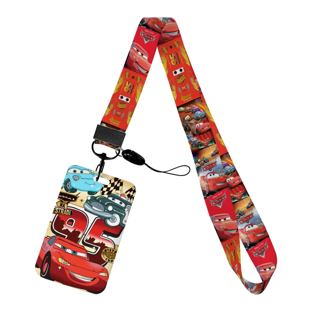 Cars Disney Movie Lightning McQueen New Arrvial Cute Cartoon Badge Holder ID Card Bus Card Holder Lanyard for Accessories Gifts