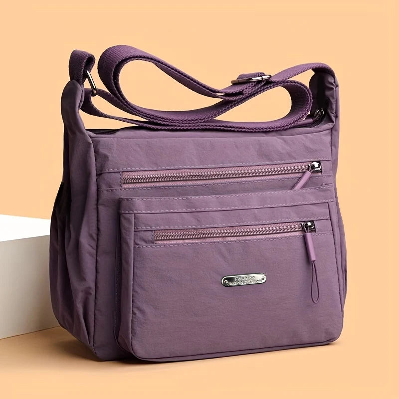Casual Multi-pocket Crossbody Purse Adjustable Wide Strap, Multi Color Option Bag for Travel Outdoor Leisure City Outings