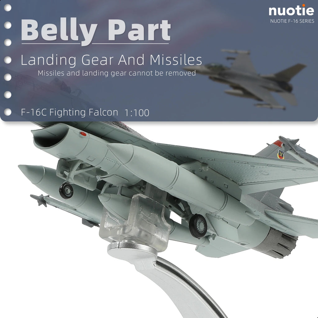 NUOTIE 1/100 F-16C Fighting Falcon Fighter Model Metal DieCast Aircraft Jet Kit Fighter Plane Model