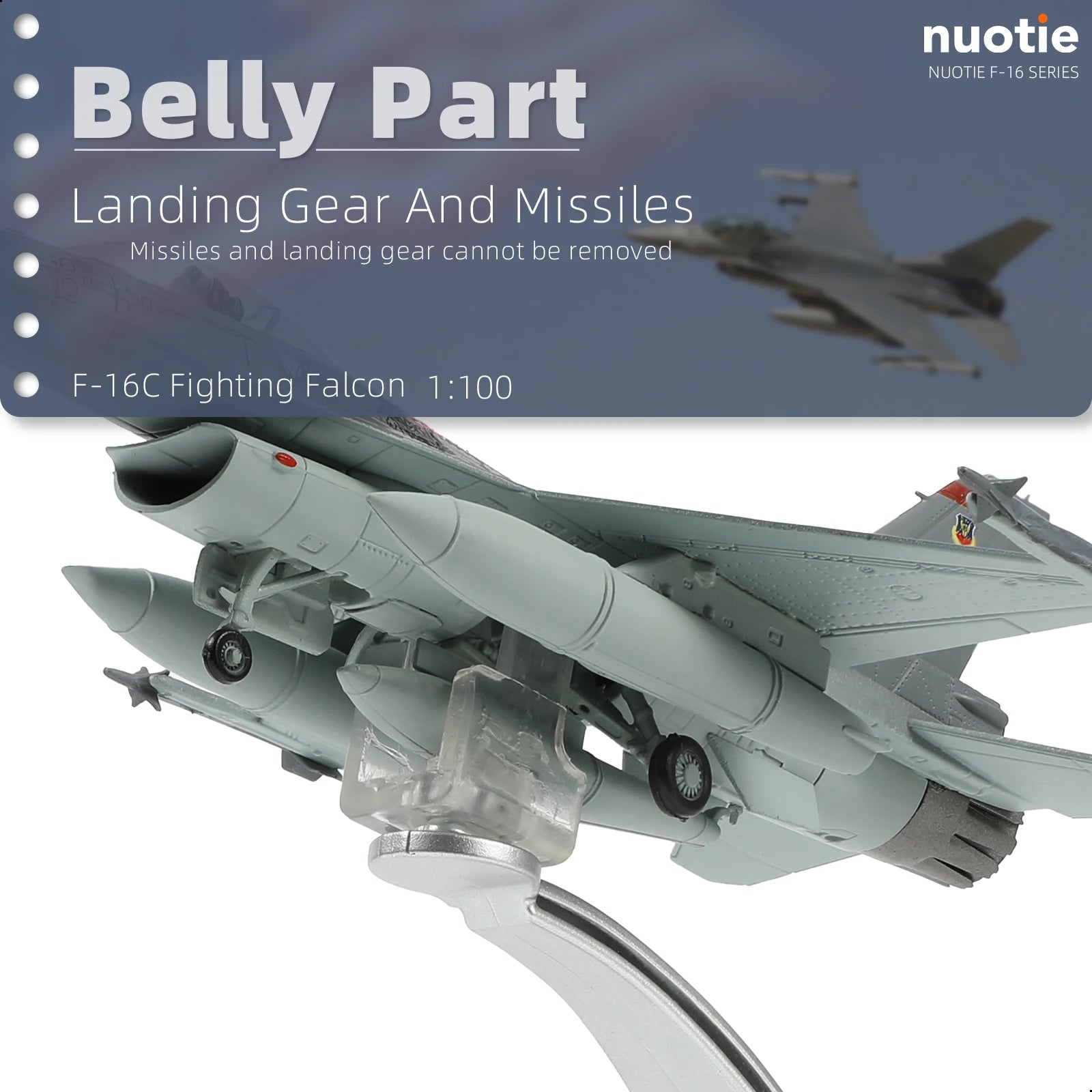 NUOTIE 1/100 F-16C Fighting Falcon Fighter Model Metal DieCast Aircraft Jet Kit Fighter Plane Model