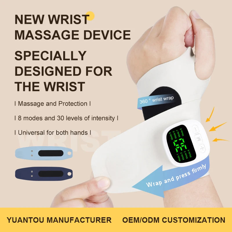 Cordless Wrist Massager USB Rechargeable Wrist Brace Wrap with Massage for Wrist Carpal Tunnel Fatigue Relief for Home Office