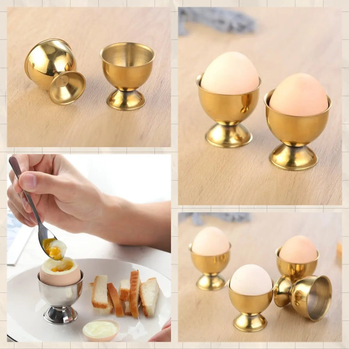 Stainless Steel Soft Boiled Egg Cups Egg Holder Tabletop Cup Kitchen Tools Sets Breakfast Steam Rack Mold For Eggs Poach