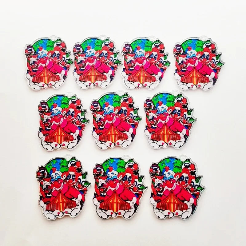 10pcs acrylic cartoon clown pendant, DIY jewelry accessories, jewelry making earrings, necklaces, keychains