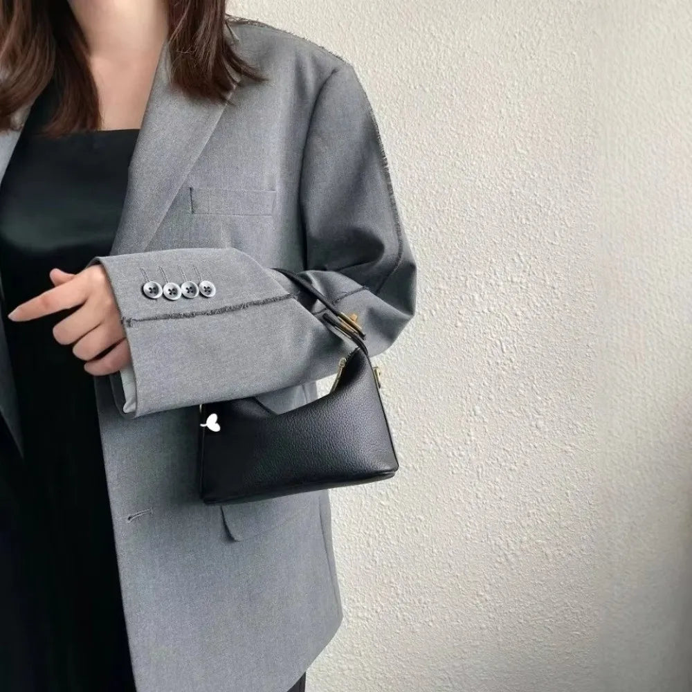 New Retro Ladies Handbags Simple Elegant Small Square Bag Soft Leather Crossbody Bag Gift