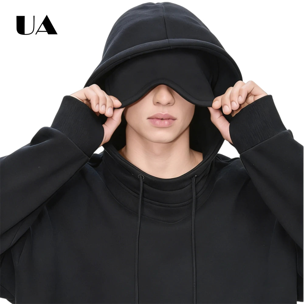 ULBYANRY 2026 Spring New Plush Hoodies with Eye Mask Trendy Hooded Sweathshirt Warm Cozy Commuting Unisex Loose Fit Sweatshirt
