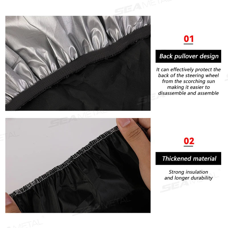 SEAMETAL Car Steering Wheel Anti-Heat Sun Shade Cover Sunscreen Insulation Sun-proof Anti-UV Protect Shield Interior Accessories