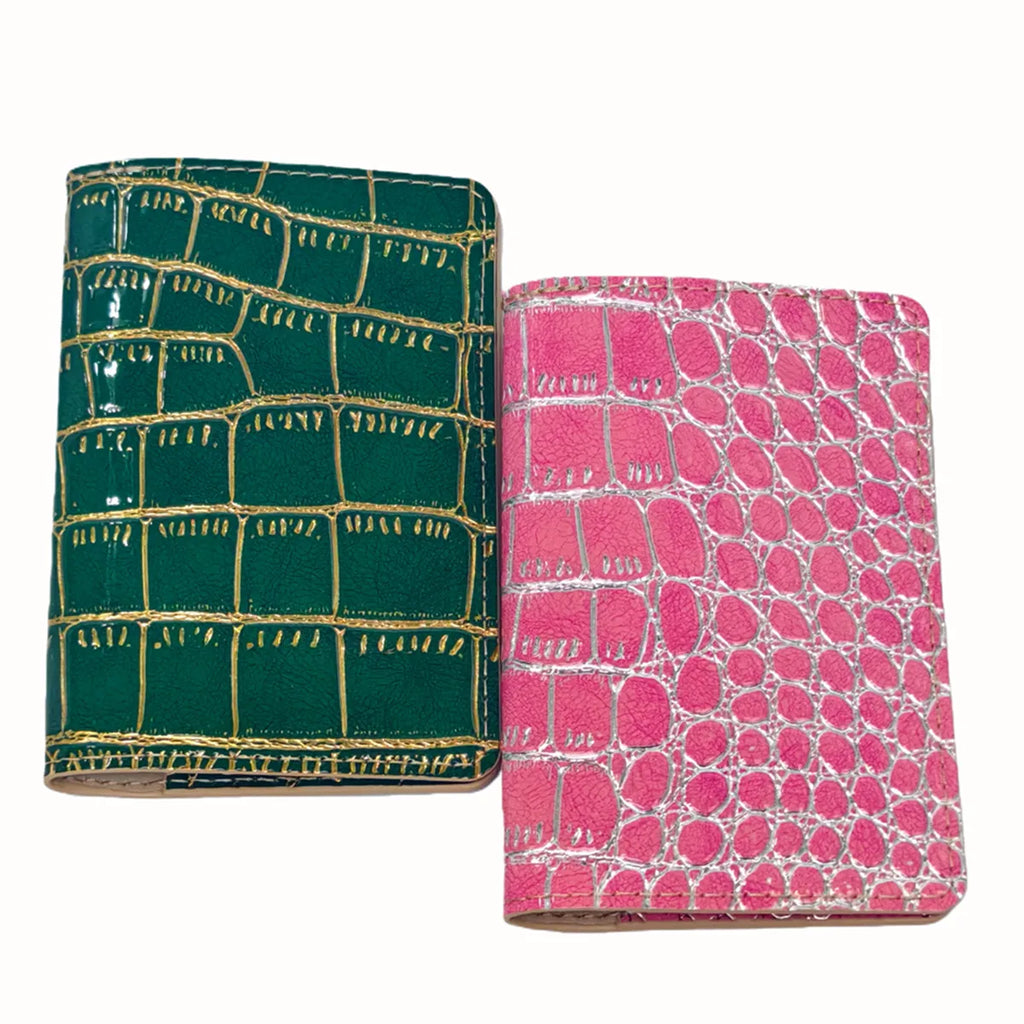 2PCS Crocodile Embossed Gold/Silver Color Border Passport Cove/Case/Holder/Wallet Card Holder Lightweight Travel Accessories