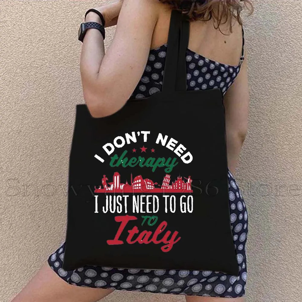 Funny Ciao Bella Saying Italy Flag Rome Colosseum Firenze Florence Panorama Italian Canvas Tote Bag Shopper Girl Casual Handbag