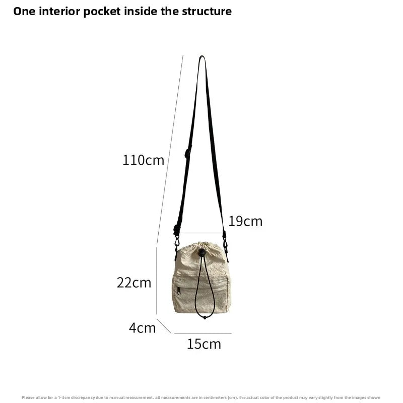 Women Fashion Summer Mini Drawstring Bag Ruched Shoulder Crossbody Small Bag Water Kettle Cup Phone Key Carry Bag