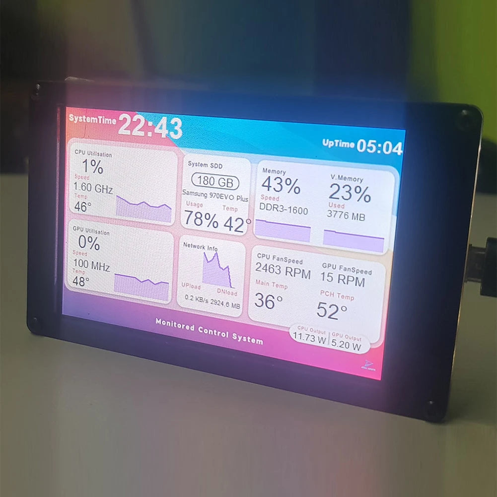 Computer Monitor 3.5 Inch IPS LCD Monitor Display Light USB Display Sub-Screen For PC Computer Windows LINUX Raspberry Pi AIDA64