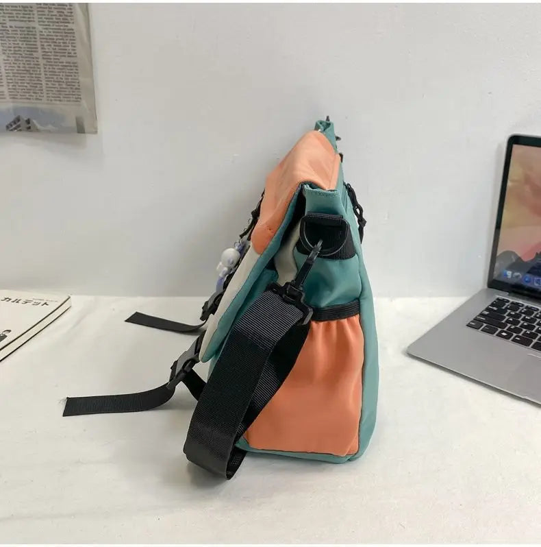 Japanese Simple Men Messenger Bag Korean Bag Student Nylon Waterproof Canvas Bag Tide Shoulder Crossbody Bags for Women Satchel