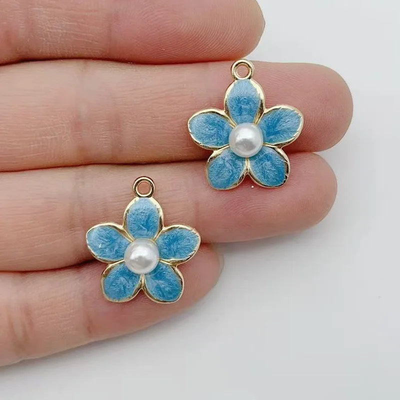 10pcs bracelet necklace pendant DIY accessory material popular pink small flower alloy single pendant