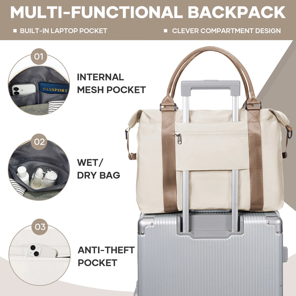 Women's Travel Bag 40x30x20 – Cabin Bag Airplane, Carry-on Luggage Weekend Bag for Women Men Sport, Maternity, Gym Foldable Bag