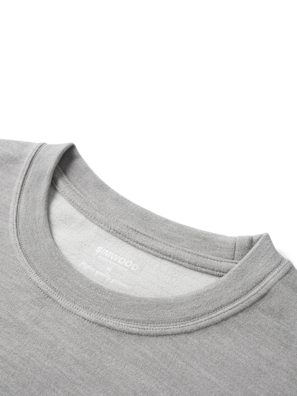 SIMWOOD 2026 Spring New Regular Fit 260gsm Anti-static Thermal Fleece Fabric Long Sleeve T-shirts Men Casual Tops