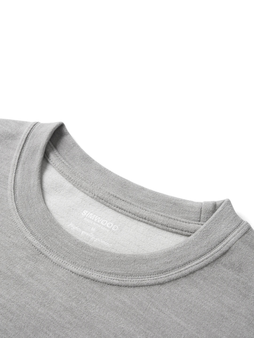 SIMWOOD 2026 Spring New Regular Fit 260gsm Anti-static Thermal Fleece Fabric Long Sleeve T-shirts Men Casual Tops