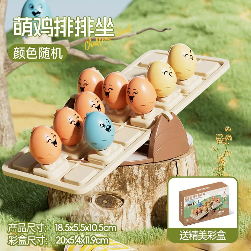 Parent-Child Interactive Board Game, 3D Four-In-A-Row Black and White Desktop Game, Five-In-A-Row, Parent-Child Game, Black and White Chess, Cute Chicken Balance Seesaw, Focus and Balance Training, Parent-Child Interactive Ch