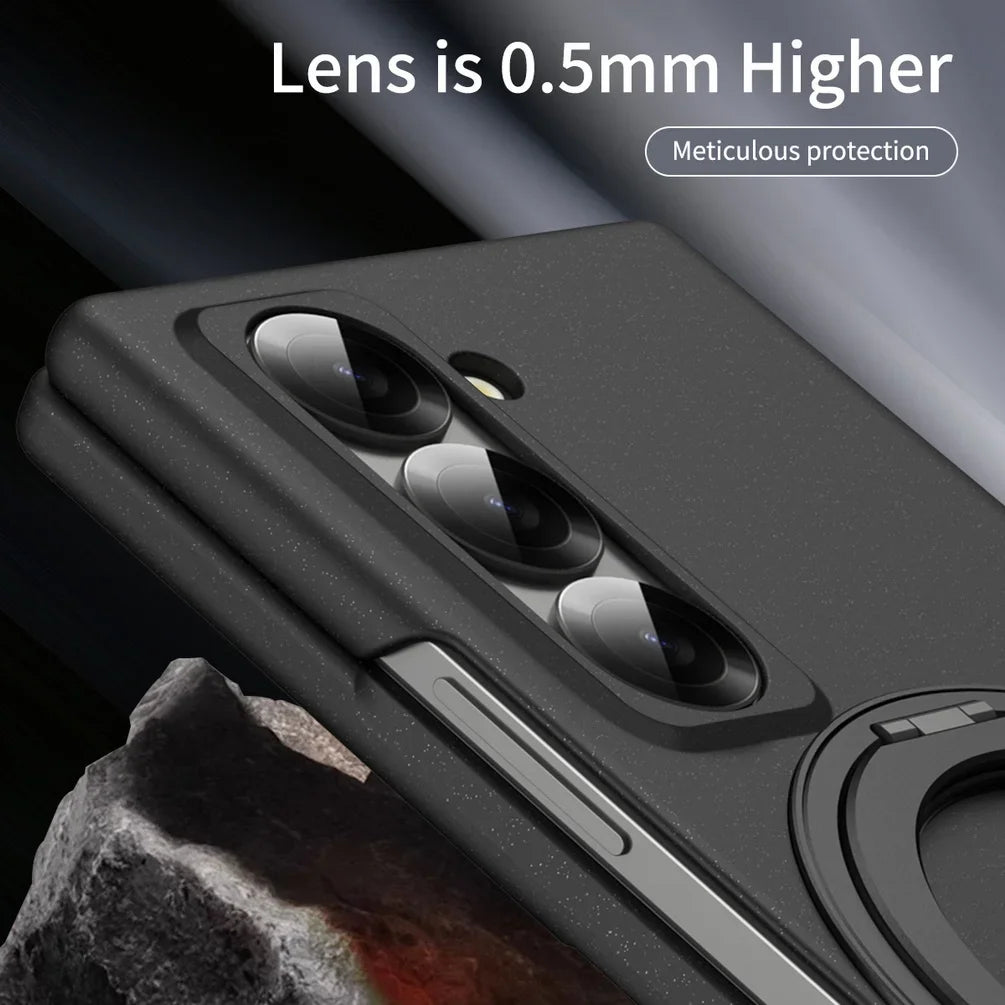 Luxury Rotatable Magnetic Ring Protective Case for Samsung Z Fold 8 Ultra Fold 7 6 5 Cover Built-in Glass Screen Protector Funda