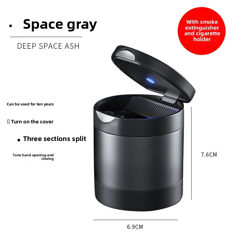 Multifunctional Car Ashtray for Car LED Lighted Alloy Creative Cup Seat Ashtray Car Interior