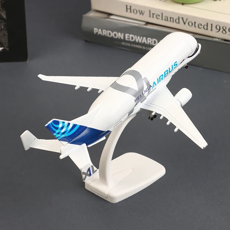 1Pc White Whale Transport Aircraft A300-600 Beluga Airlines Model Aircraft Transport Beluga Alloy Casting Airplane Toy Model#