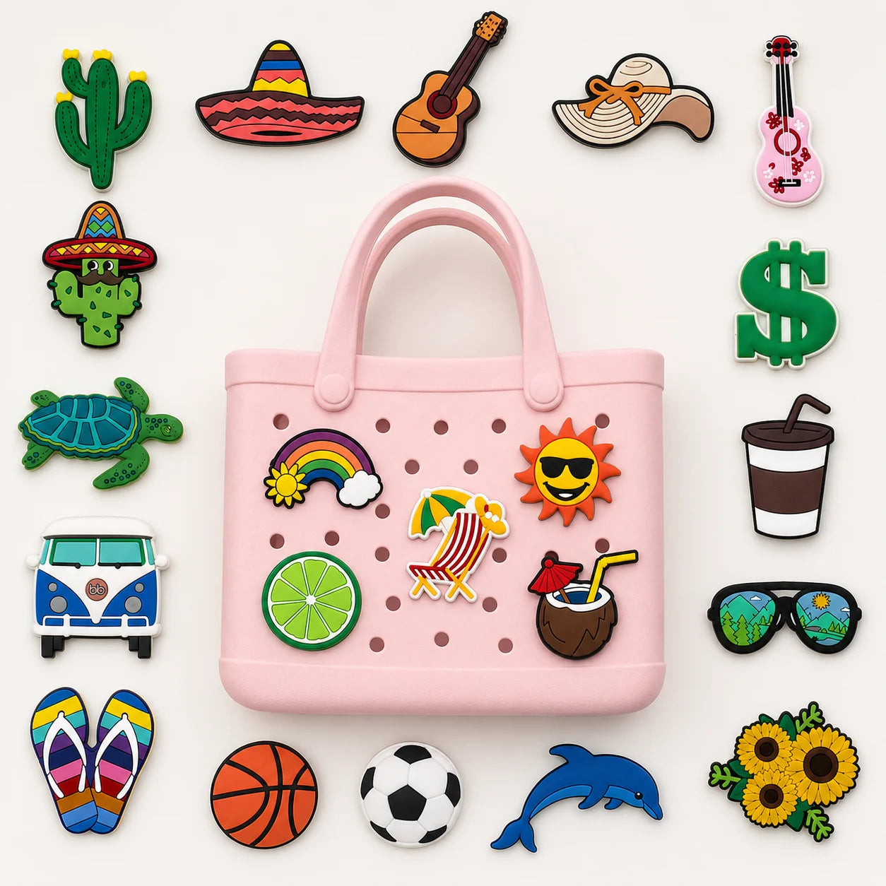 1/25pcs Tropical & Beach Theme Bag Charms Set DIY Decorative Pins Cactus Sombrero Fashion Women Handbag Tote Accessories Gifts