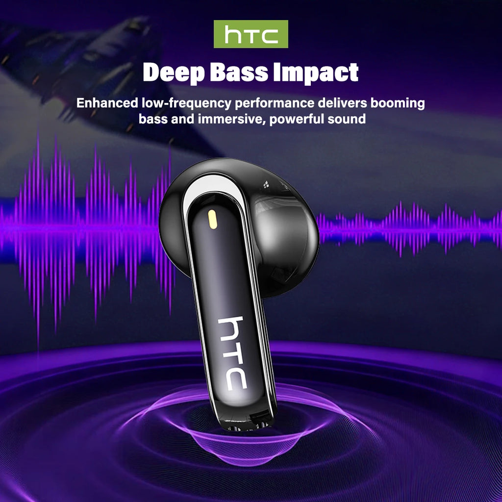 Wireless Headphones Bluetooth HTC NE70 Earphones Microphones Earbuds AI Translator 30Hours of Battery Life Full HD LCD Display