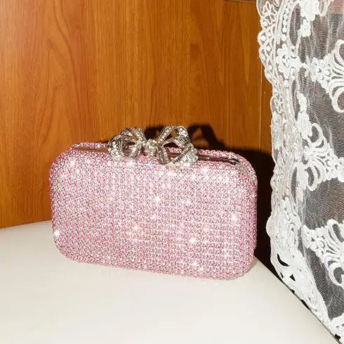 Luxury Diamond Clasp Evening Bag Bowknot Clutch Purse Rhinestone Totes Bags High Quality Handbag Fashion Party Clutch Handbag