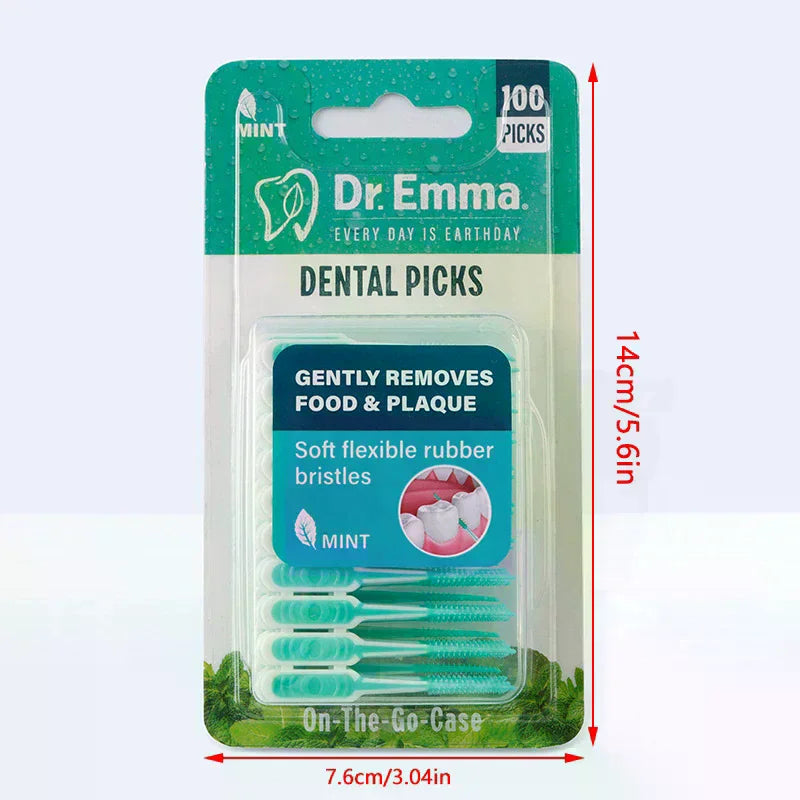 100Pcs Interdental Silicone Brushes Dental Toothpicks Brush Between Teeth With Thread Oral Cleaning Tools