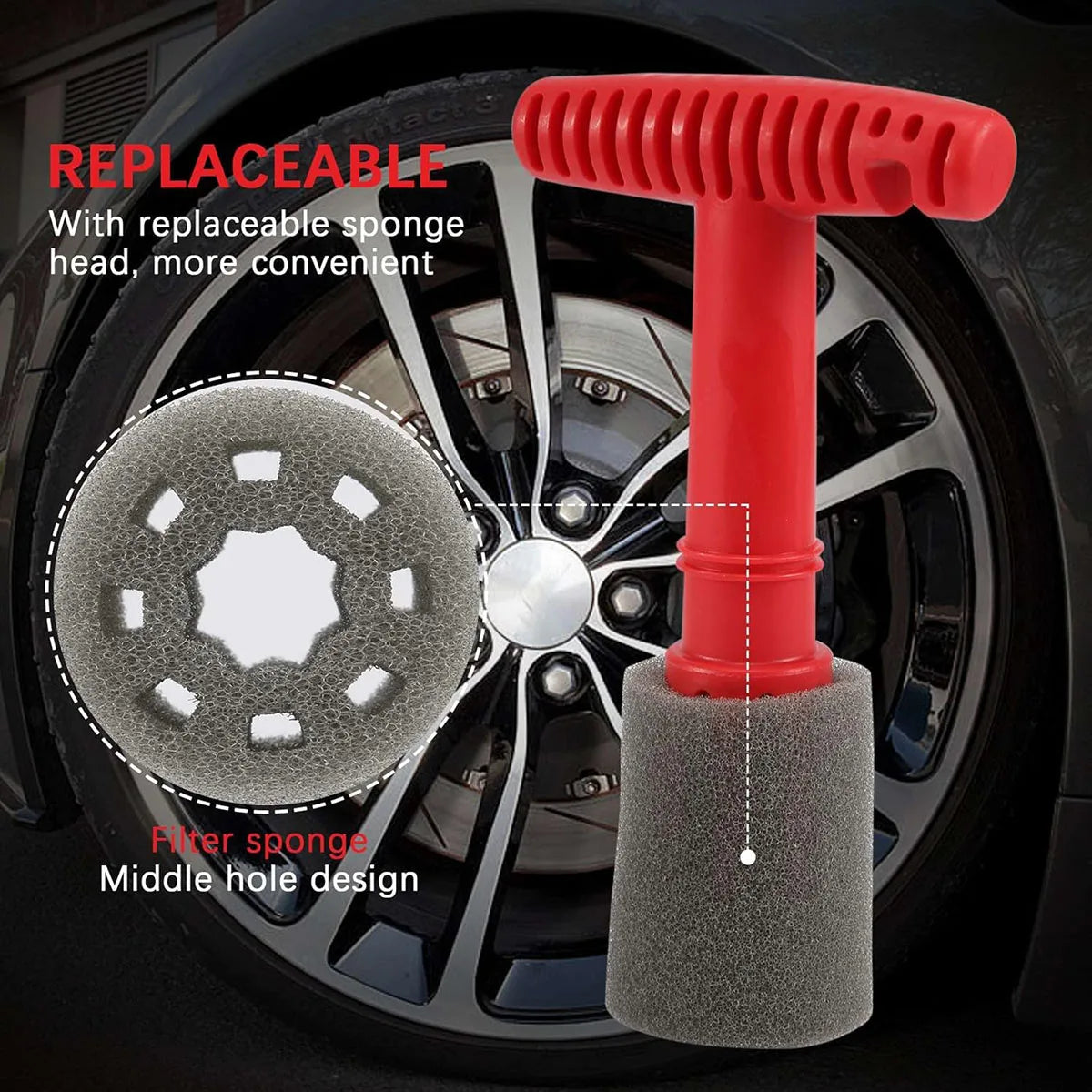 Universal Car Wheel Detailing Brush Removable Insert Lug Wash Nut Sponge Cleaner Tool for Wheels Cleaning Vehicle Truck SUV Van