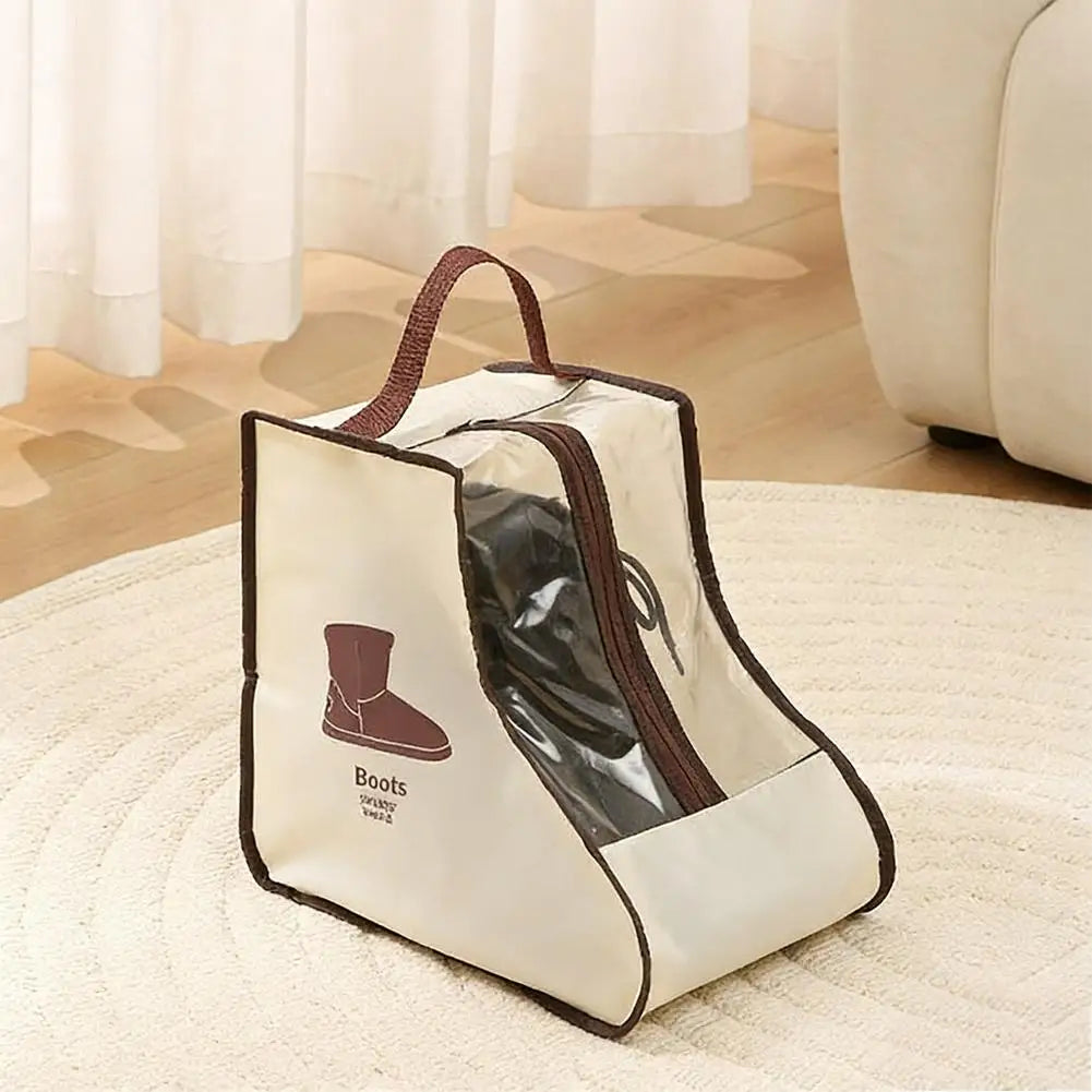 Travel Boot Storage Bag Portable Dustproof Shoe Organizer Widened Visual Pouch for Long/Short Boots Household Space Saving Case