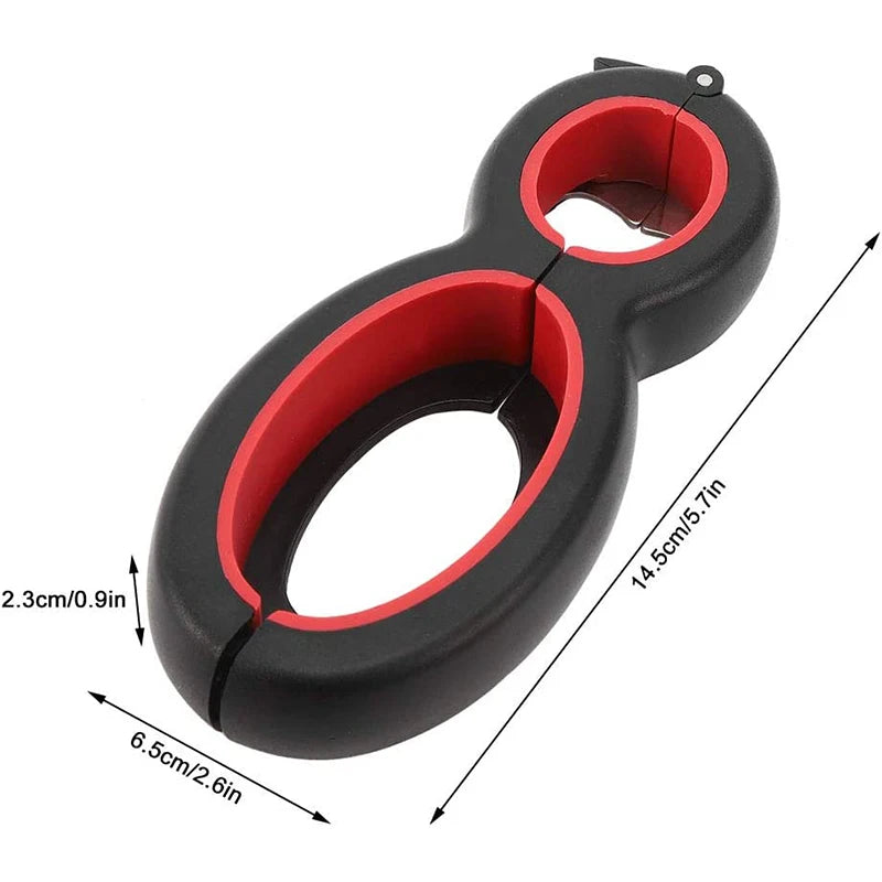 LMETJMA Multifunctional  6 in 1 Can Opener Simple Beer Bottle Opener Jar Gripper Can Beer Lid Twist Off Opener JT05